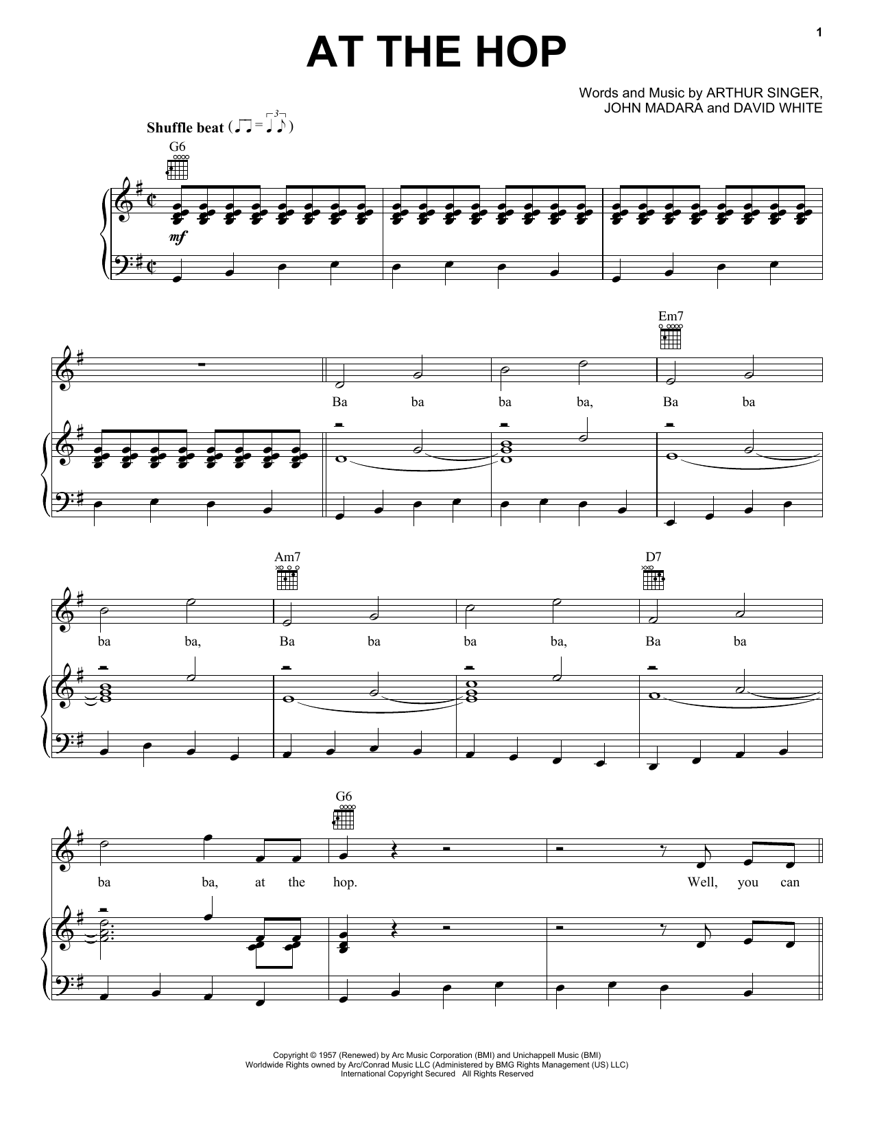 Danny & The Juniors At The Hop Sheet Music