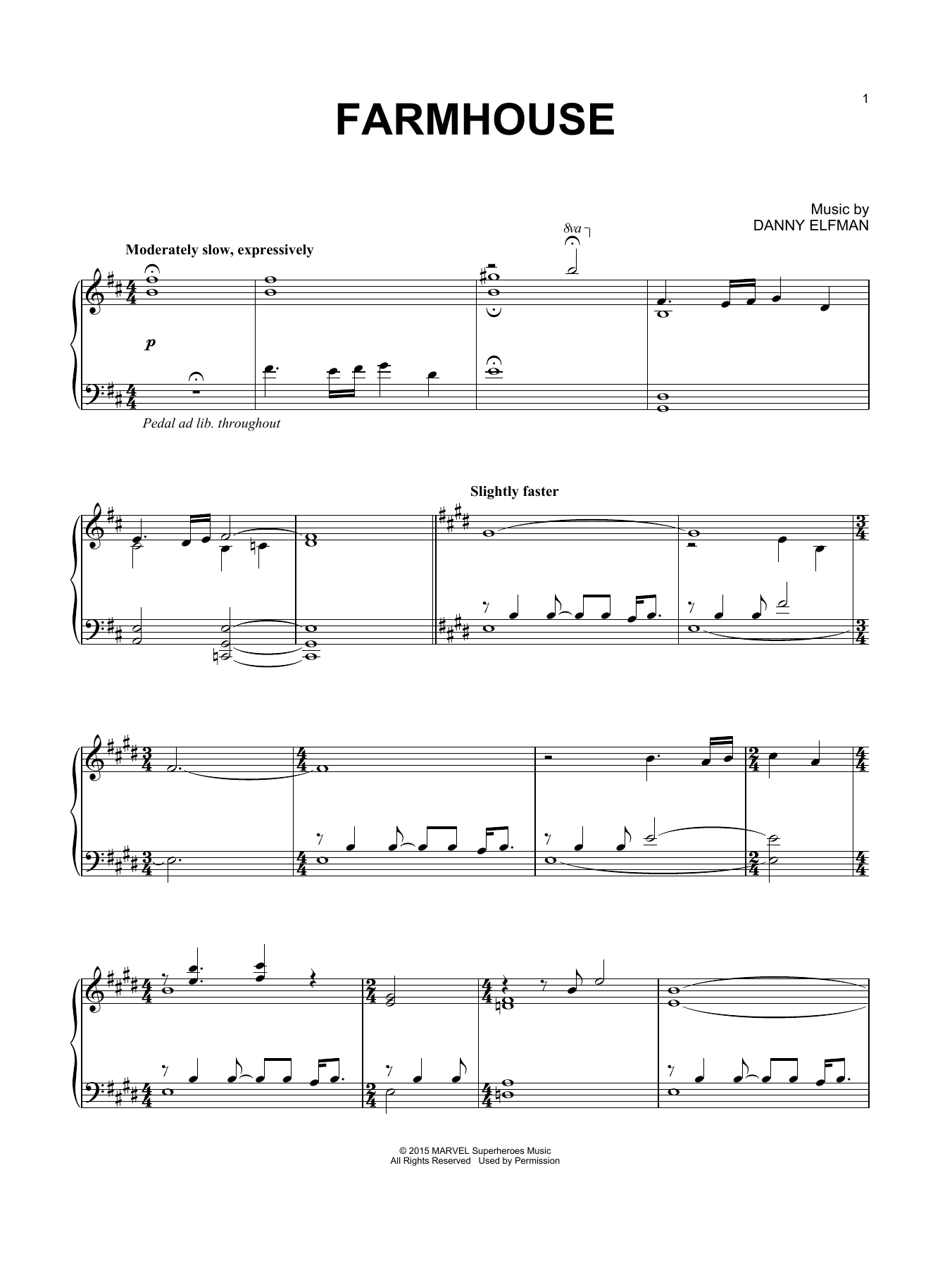 Danny Elfman Farmhouse Sheet Music