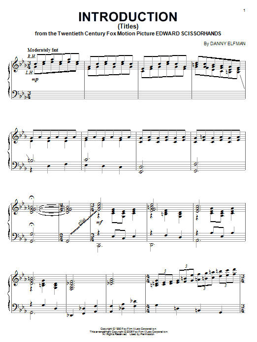 Danny Elfman Introduction (Titles) Sheet Music