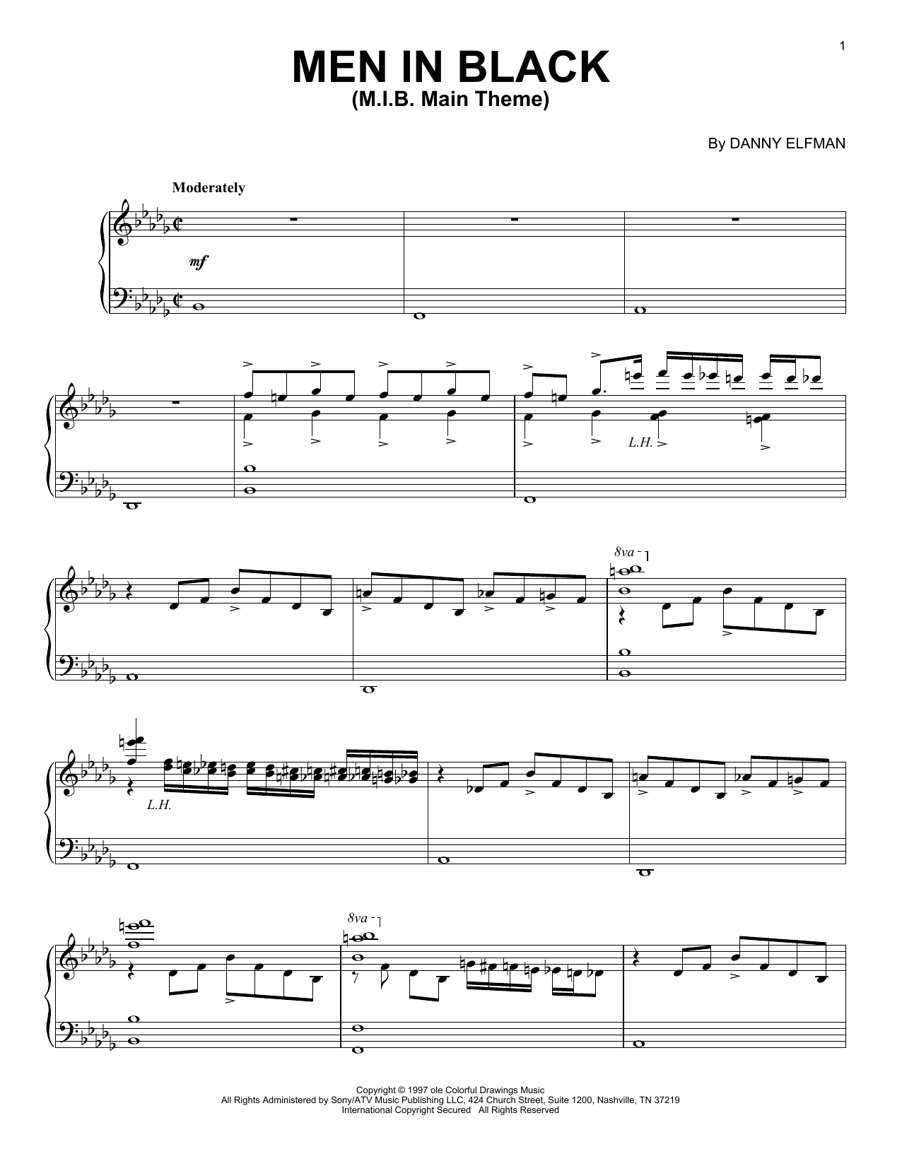 Danny Elfman M.I.B. Main Theme Sheet Music