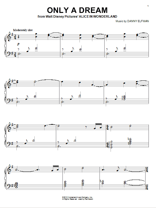 Danny Elfman Only A Dream Sheet Music