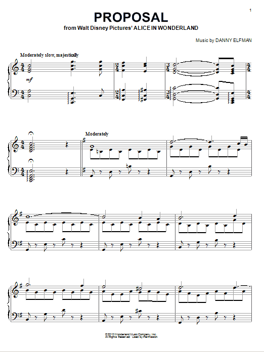 Danny Elfman Proposal Sheet Music