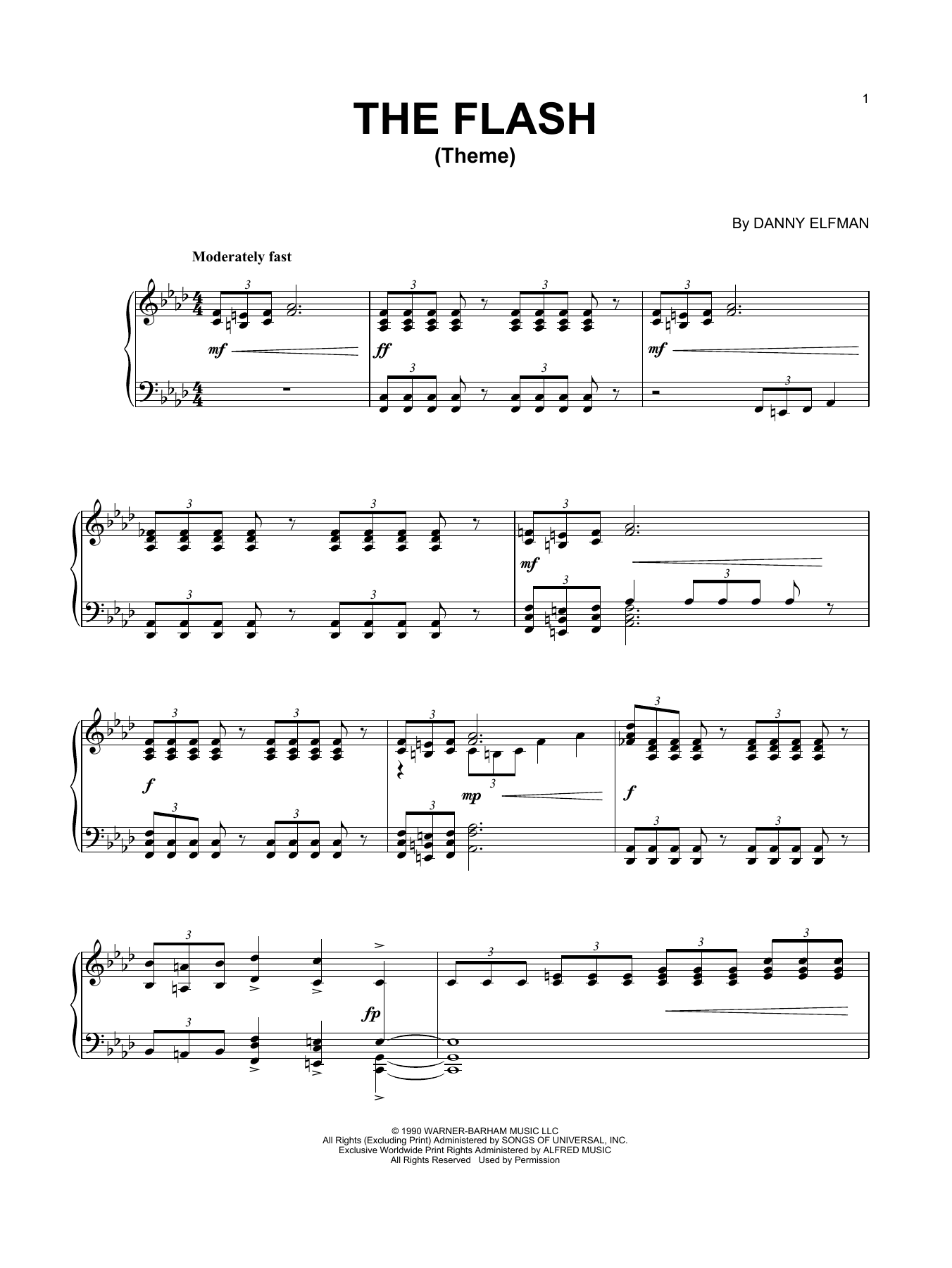 Danny Elfman Theme From The Flash Sheet Music