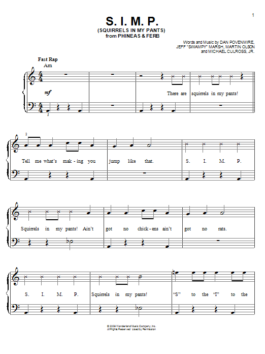 Danny Jacob S.I.M.P. (Squirrels In My Pants) Sheet Music