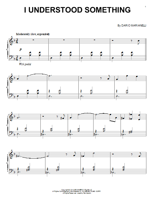 Dario Marianelli I Understood Something Sheet Music
