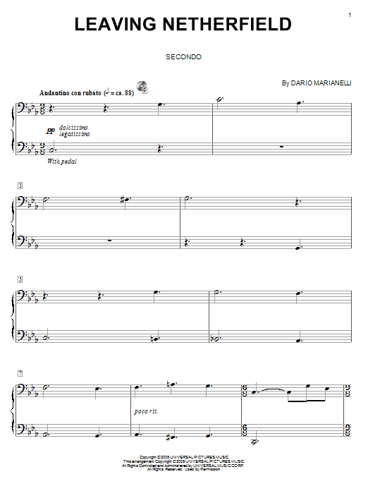Dario Marianelli Leaving Netherfield (from Pride And Prejudice) (arr. Carol Klose) Sheet Music