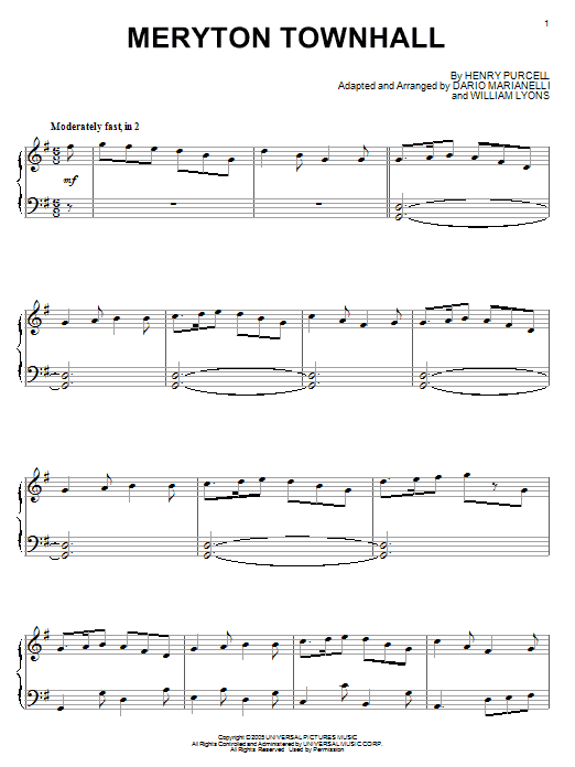 Dario Marianelli Meryton Townhall (from Pride And Prejudice) Sheet Music