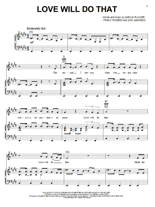 Darius Rucker Love Will Do That Sheet Music