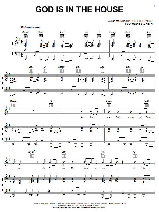Darlene Zschech God Is In The House Sheet Music