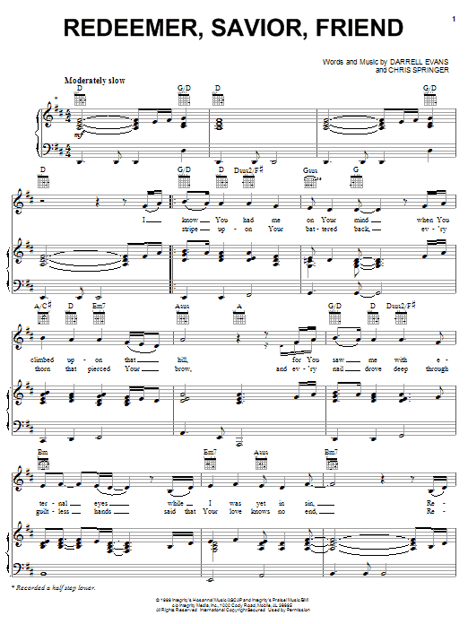 Darrell Evans Redeemer, Savior, Friend Sheet Music