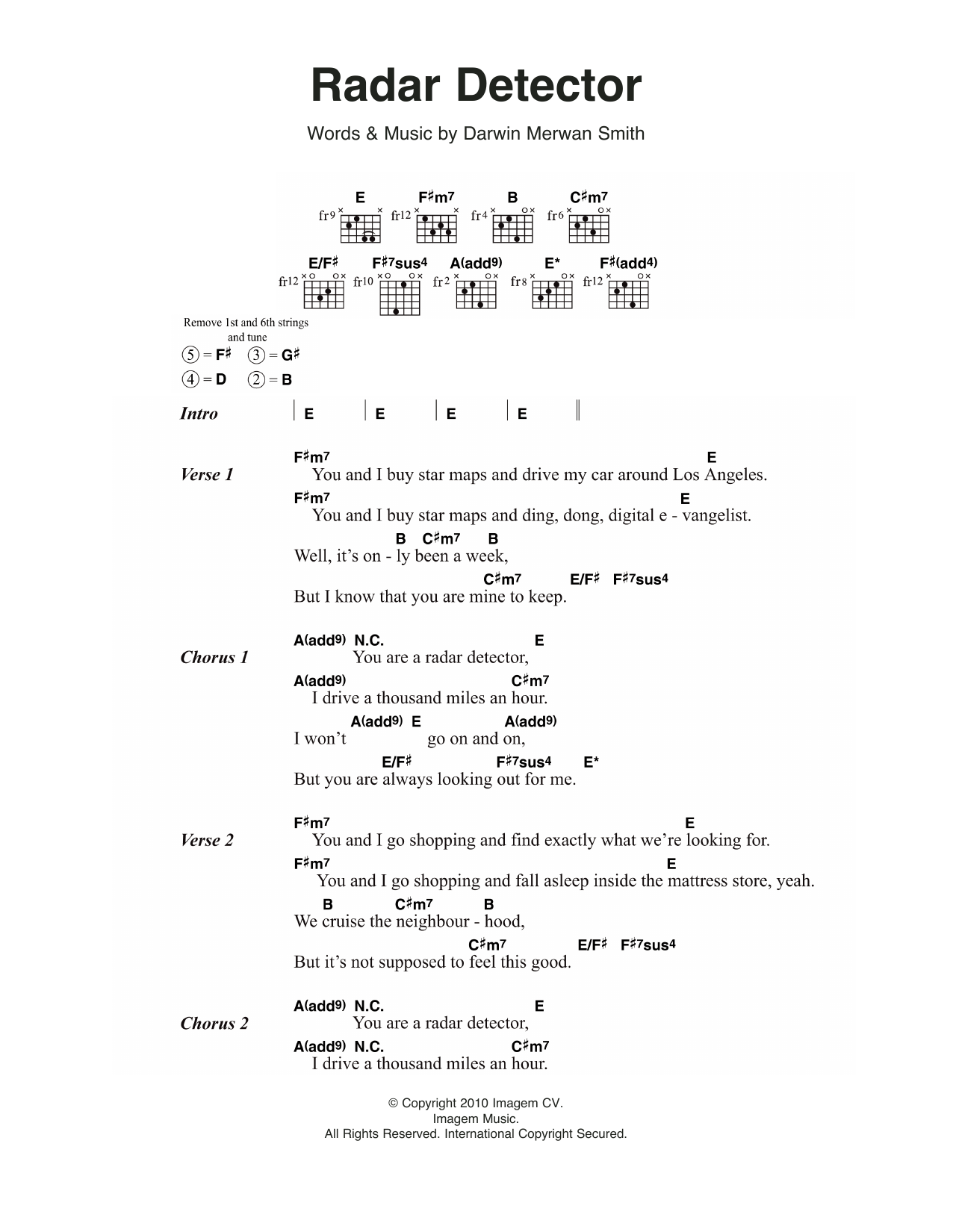 Darwin Deez Radar Detector Sheet Music