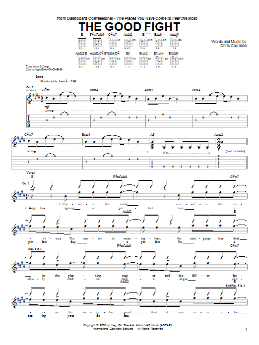 Dashboard Confessional The Good Fight Sheet Music