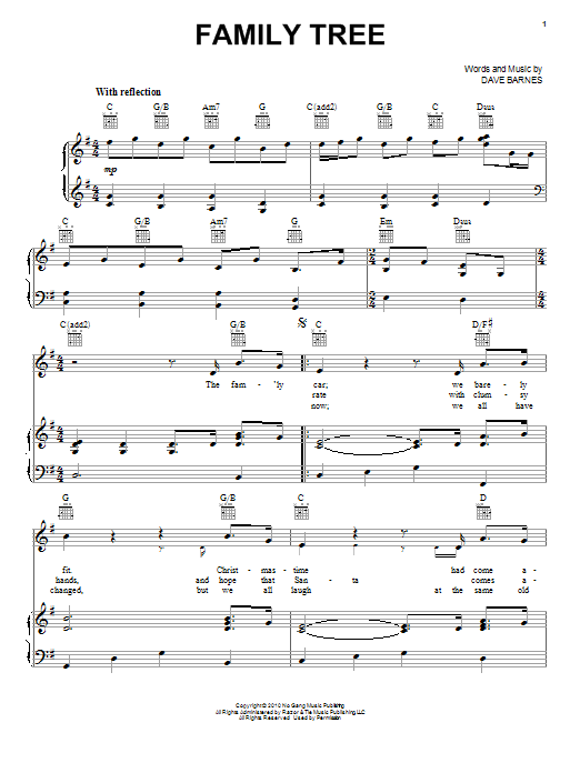 Dave Barnes Family Tree Sheet Music