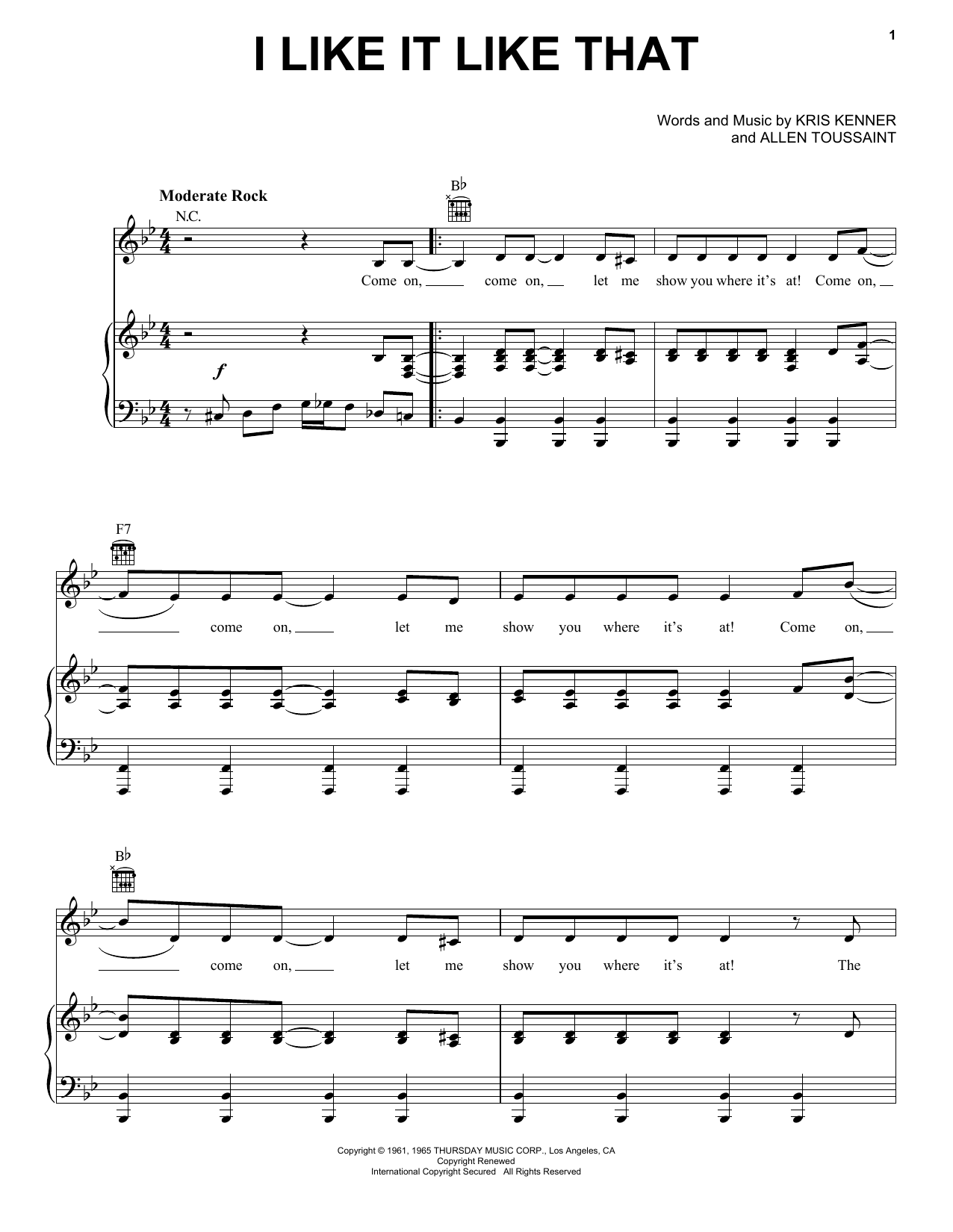 Dave Clark Five I Like It Like That Sheet Music