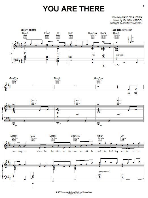 Dave Frishberg You Are There Sheet Music