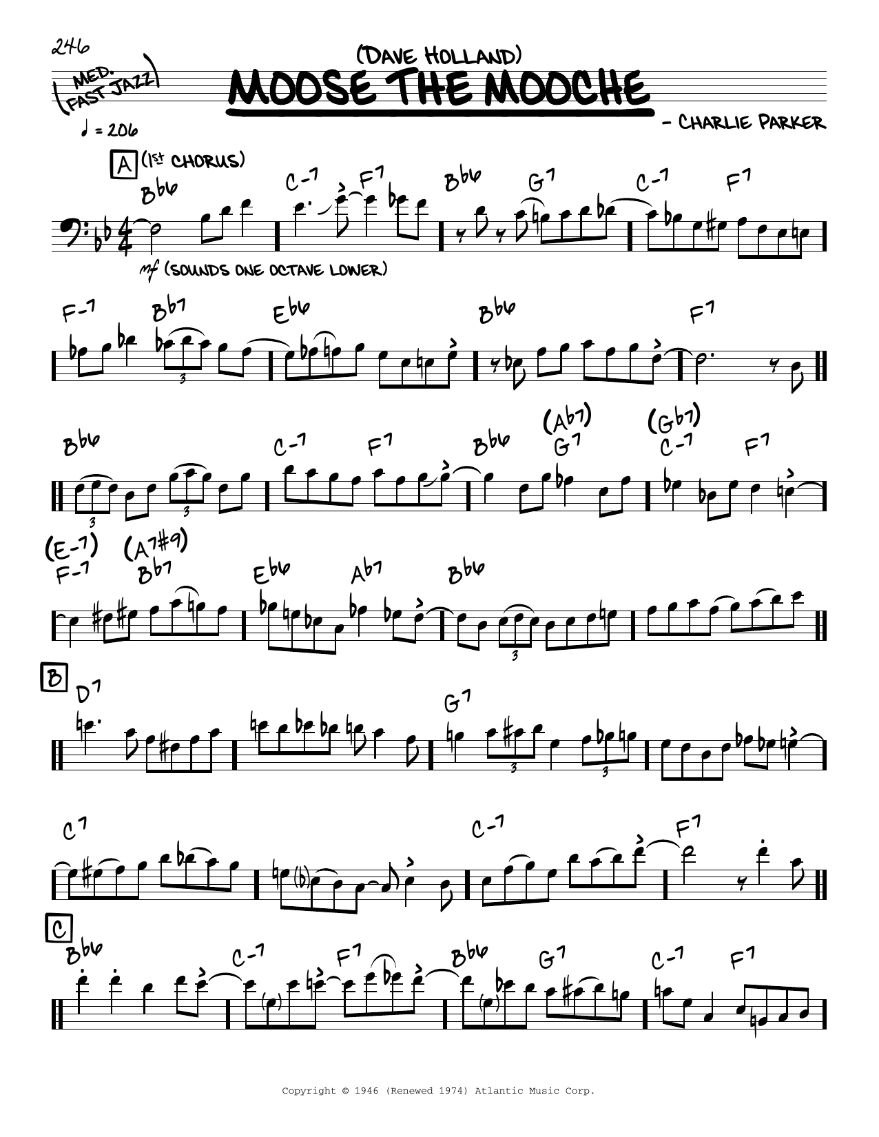 Dave Holland Moose The Mooche (solo only) Sheet Music