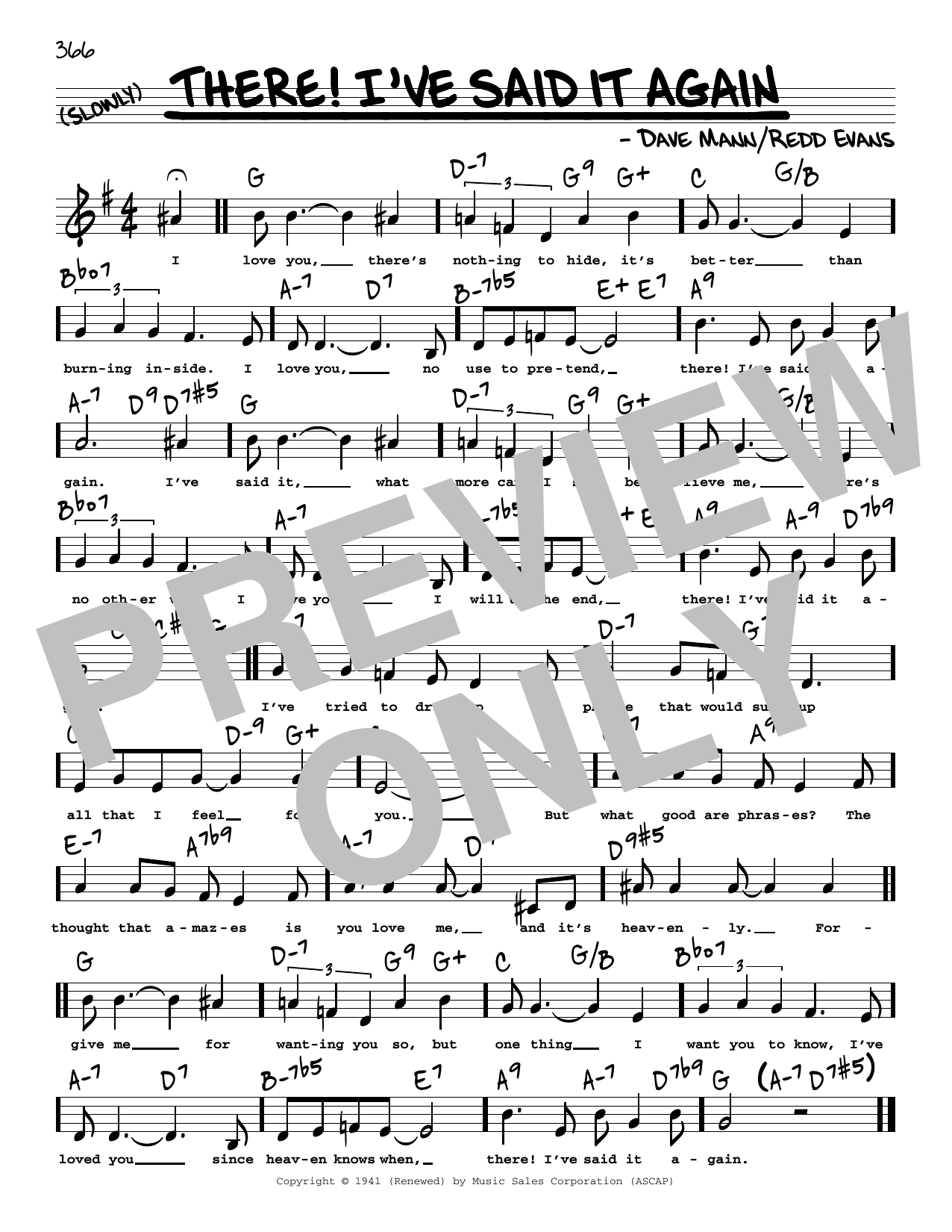 Dave Mann There! I've Said It Again (Low Voice) Sheet Music