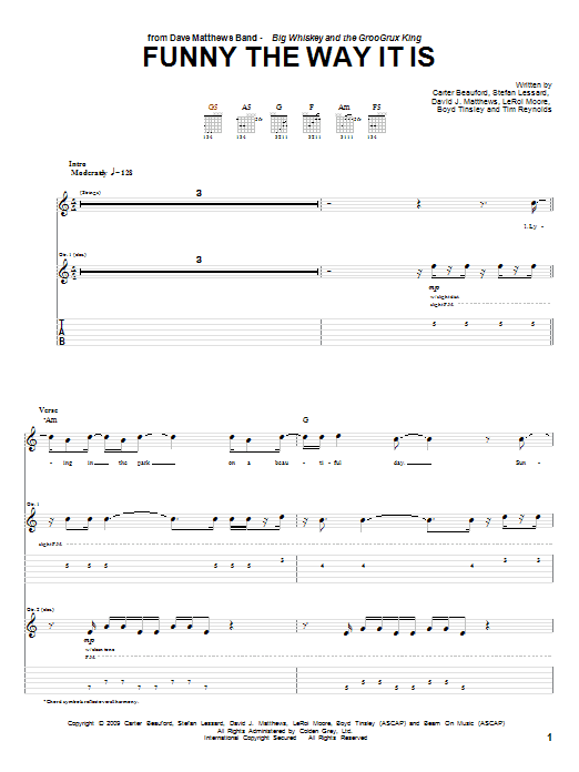 Dave Matthews Band Funny The Way It Is Sheet Music