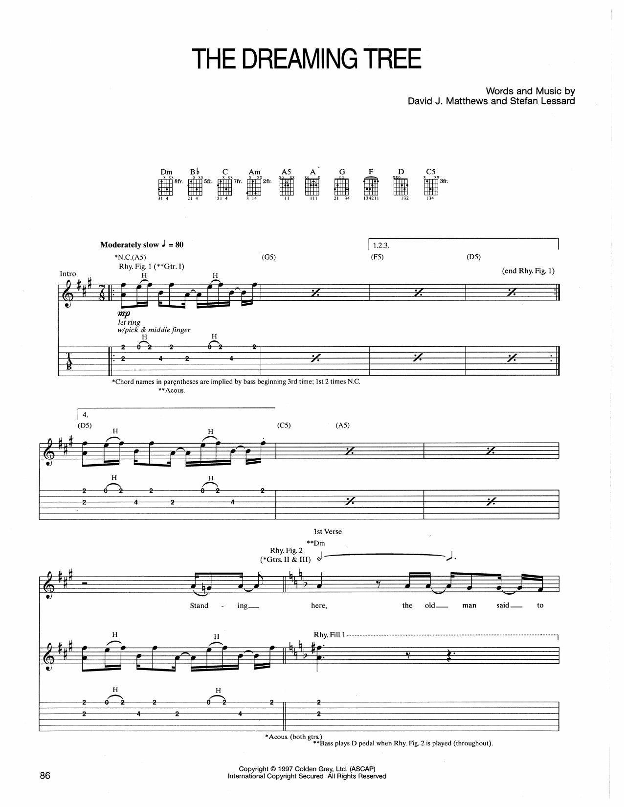 Dave Matthews Band The Dreaming Tree Sheet Music