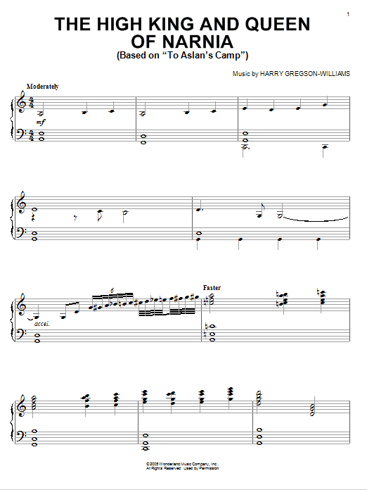 David Arnold The High King And Queen Of Narnia Sheet Music