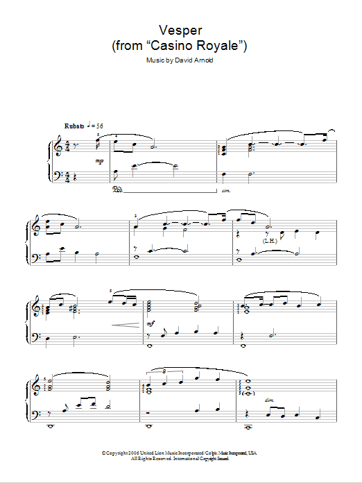 David Arnold Vesper Sheet Music