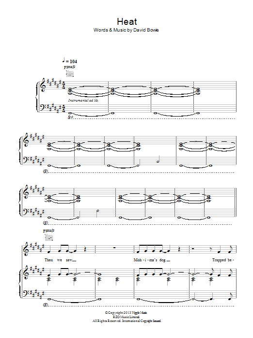 David Bowie Heat Sheet Music