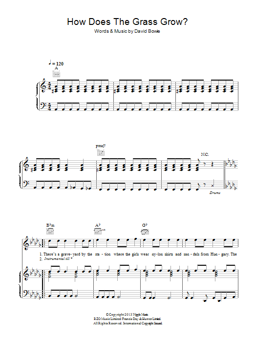 David Bowie How Does The Grass Grow Sheet Music