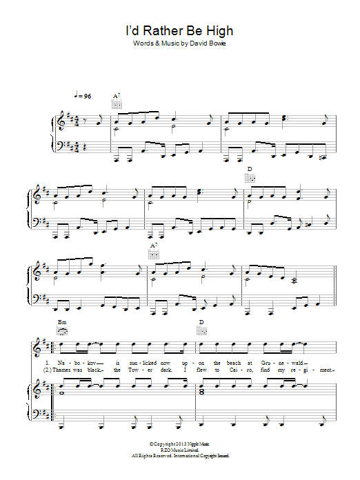 David Bowie I'd Rather Be High Sheet Music