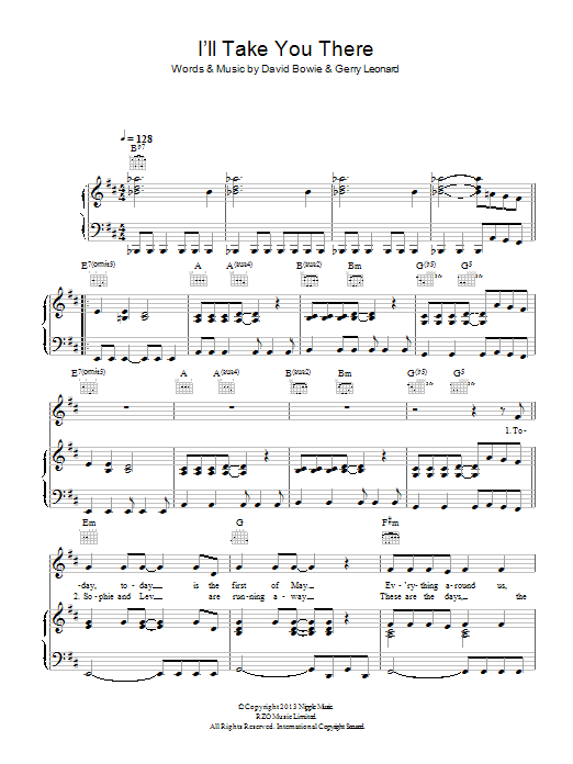 David Bowie I'll Take You There Sheet Music