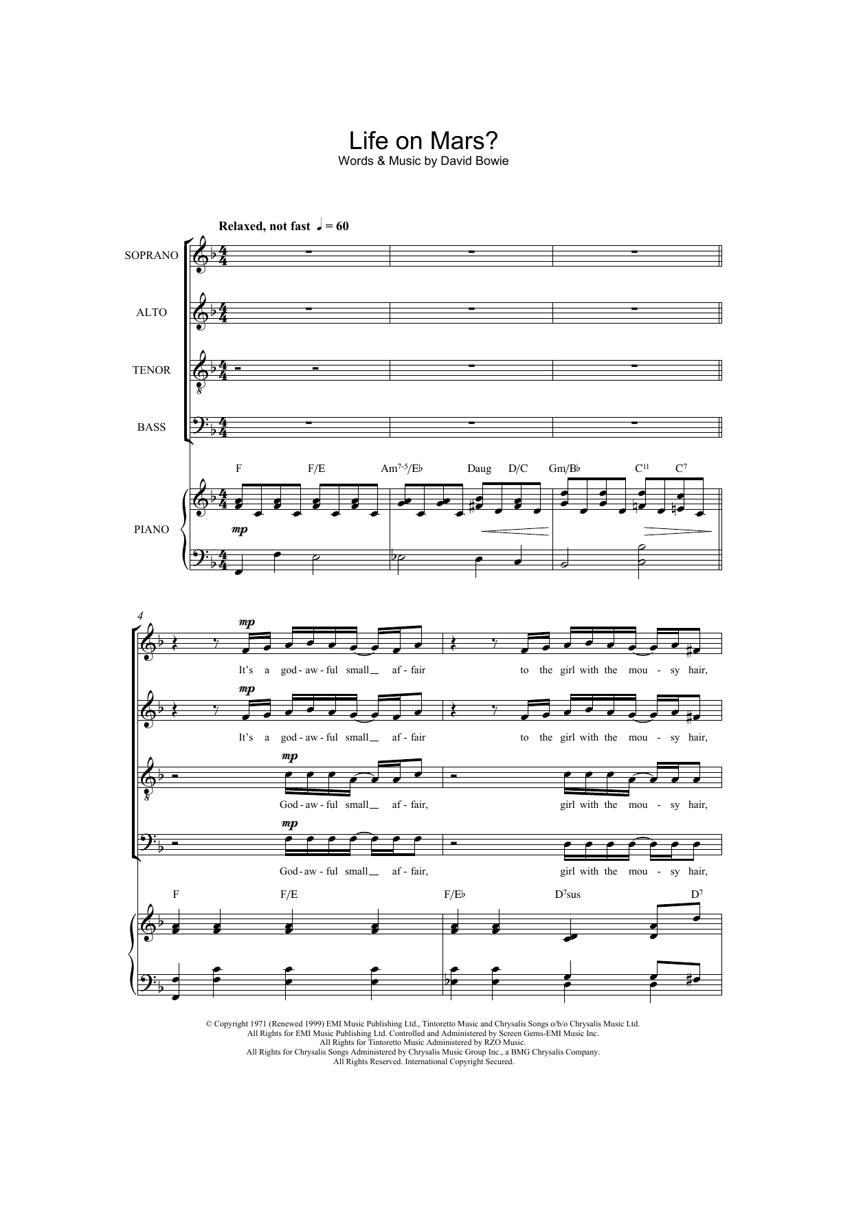 David Bowie Life On Mars? (arr. Barrie Carson Turner) Sheet Music