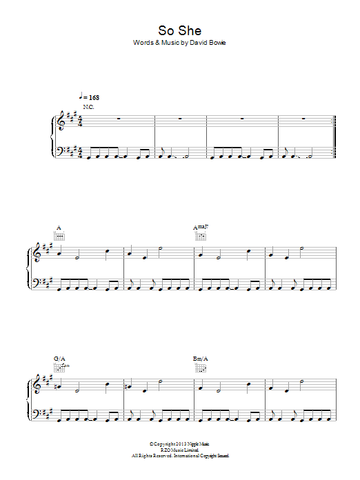 David Bowie So She Sheet Music