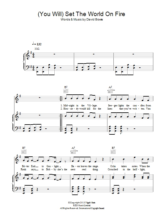 David Bowie (You Will) Set The World On Fire Sheet Music