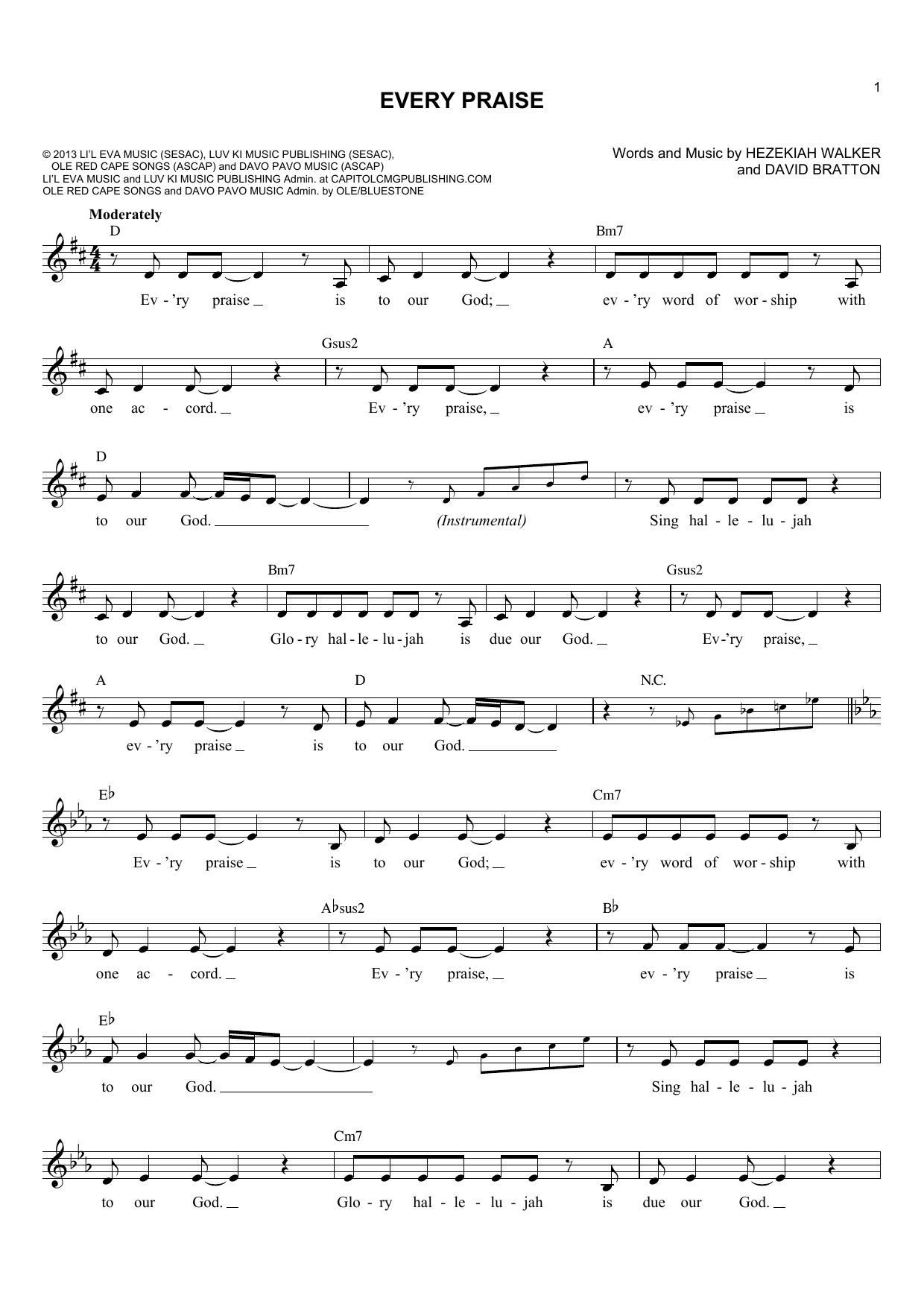 David Bratton Every Praise Sheet Music
