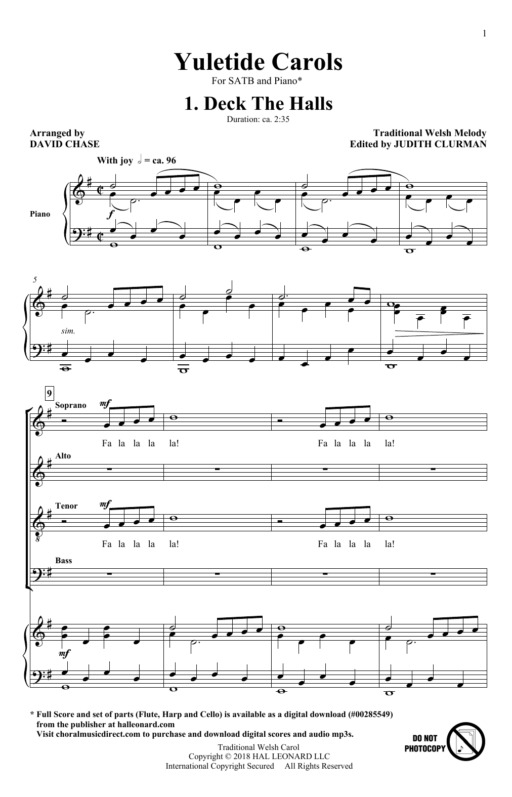 David Chase Yuletide Carols Sheet Music