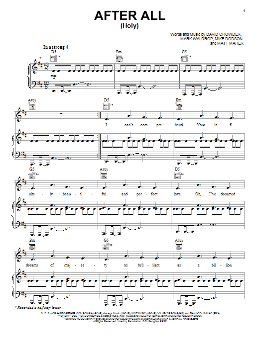 David Crowder Band After All (Holy) Sheet Music