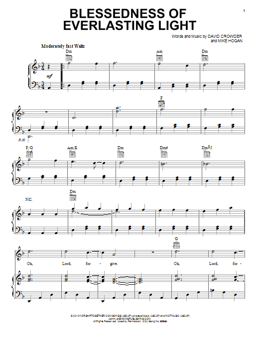 David Crowder Band Blessedness Of Everlasting Light Sheet Music