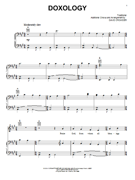 David Crowder Band Doxology Sheet Music