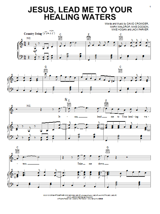 David Crowder Band Jesus, Lead Me To Your Healing Waters Sheet Music