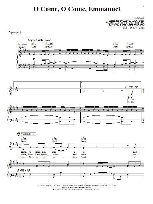 David Crowder Band O Come, O Come, Emmanuel Sheet Music