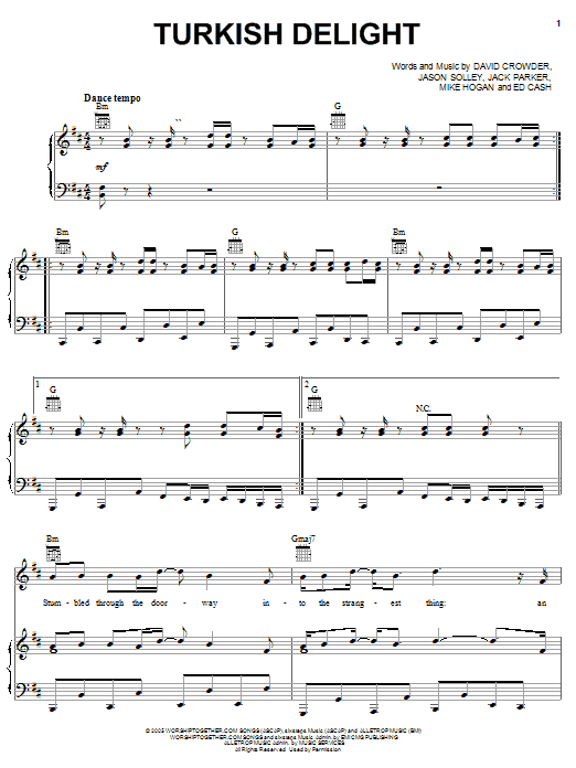 David Crowder Band Turkish Delight Sheet Music