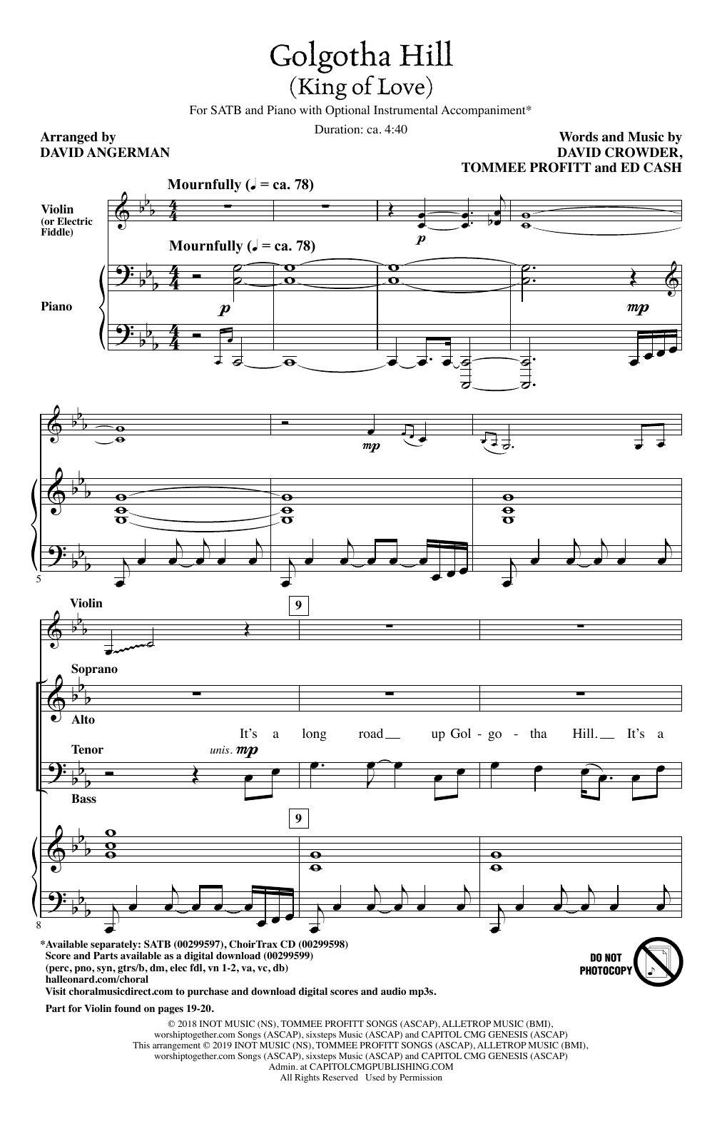 David Crowder Golgotha Hill (King Of Love) (arr. David Angerman) Sheet Music