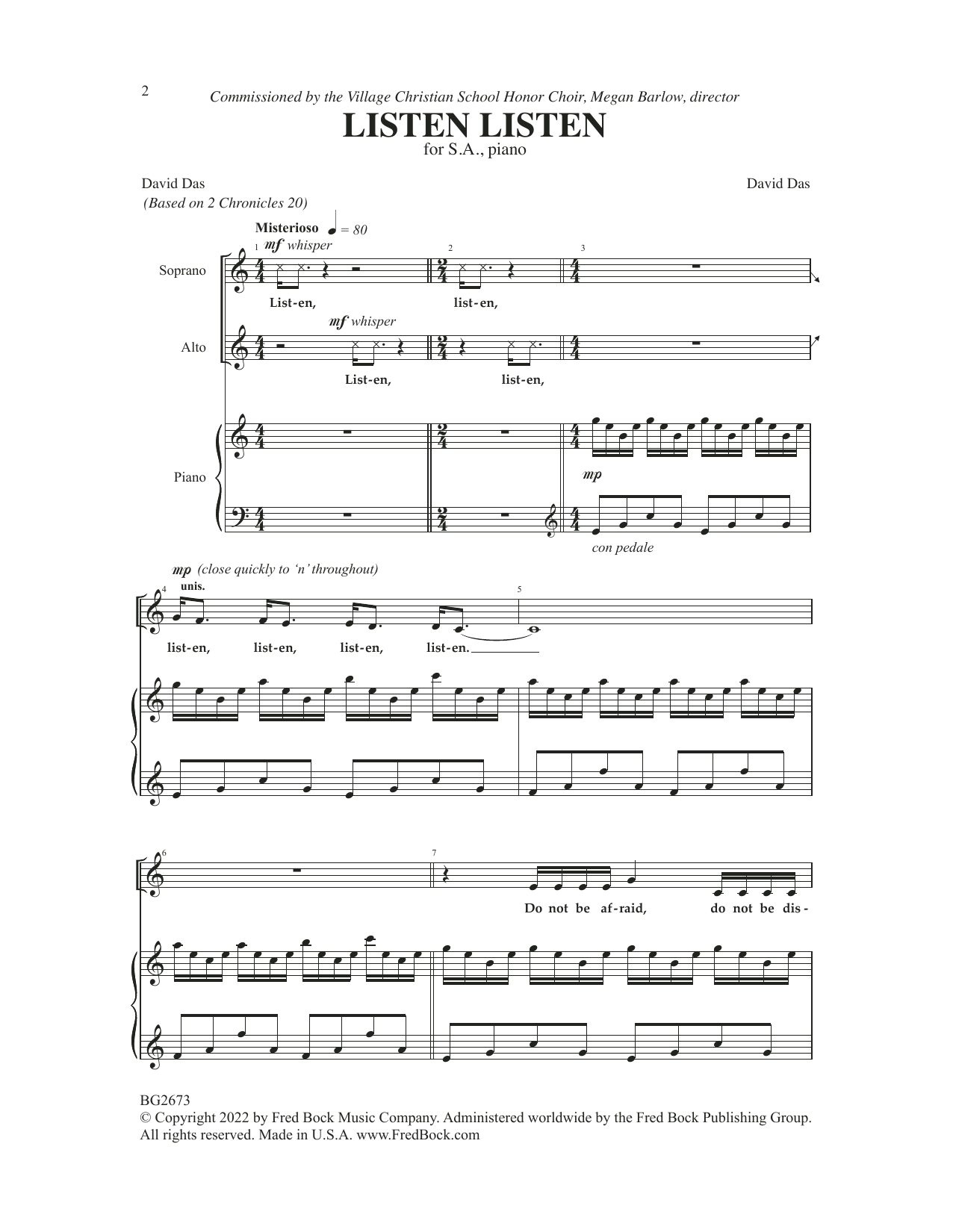 David Das Listen, Listen Sheet Music