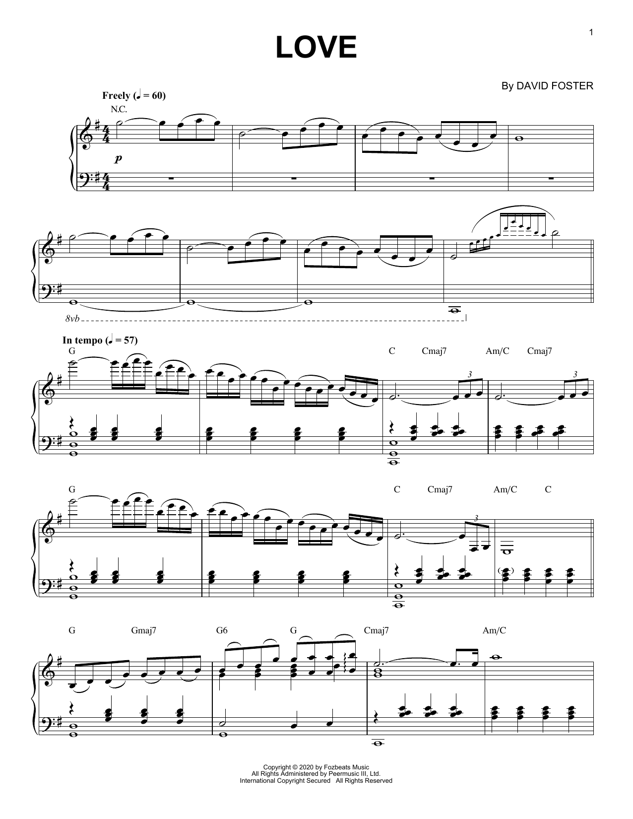 David Foster Love Sheet Music