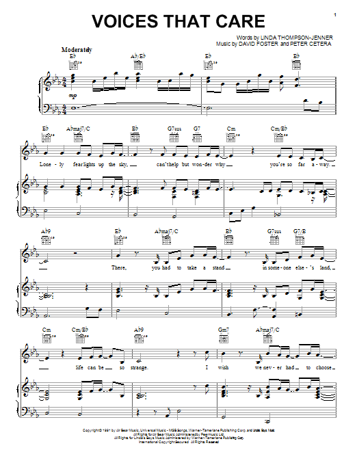 David Foster Voices That Care Sheet Music