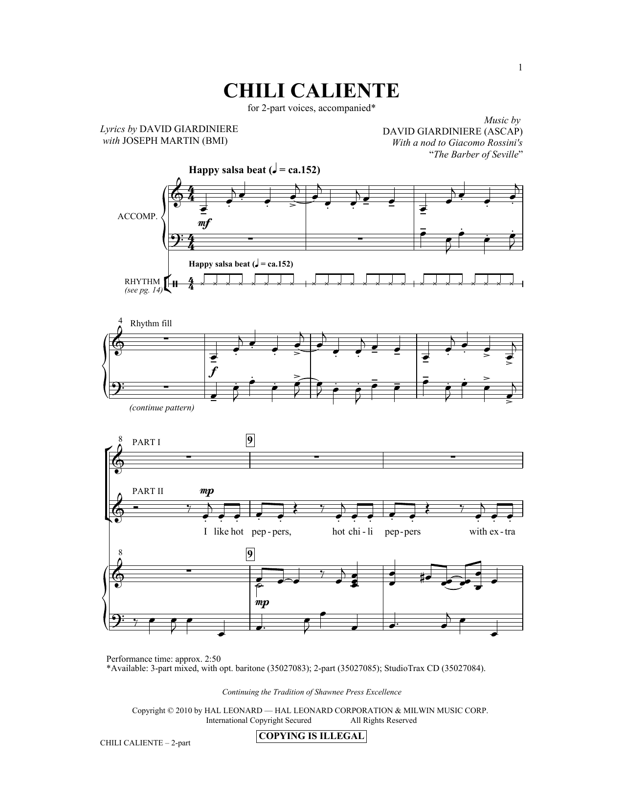 David Giardiniere Chili Caliente Sheet Music