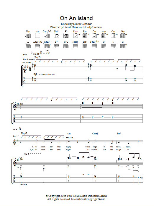 David Gilmour On An Island Sheet Music