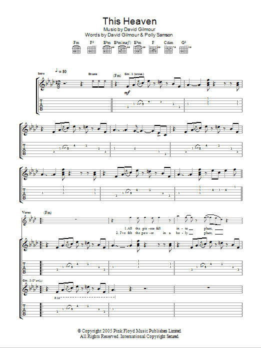 David Gilmour This Heaven Sheet Music