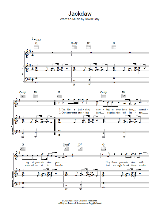 David Gray Jackdaw Sheet Music