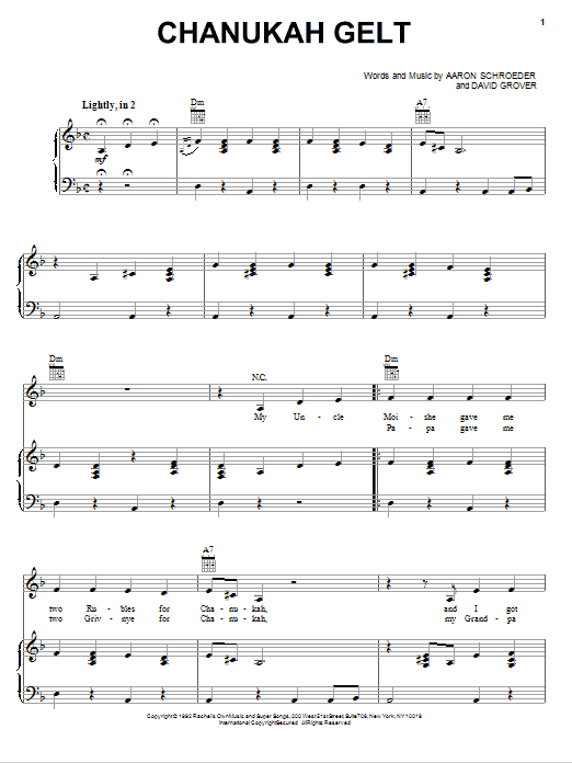 David Grover & The Big Bear Band Chanukah Gelt Sheet Music