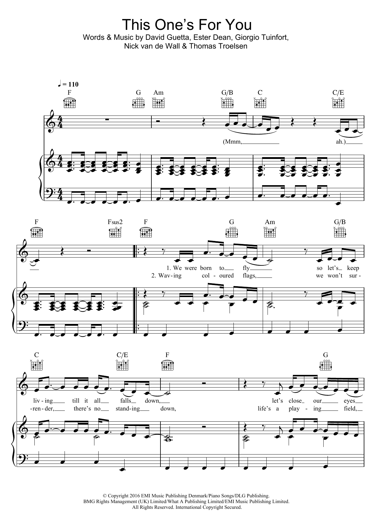 David Guetta This One's For You Sheet Music